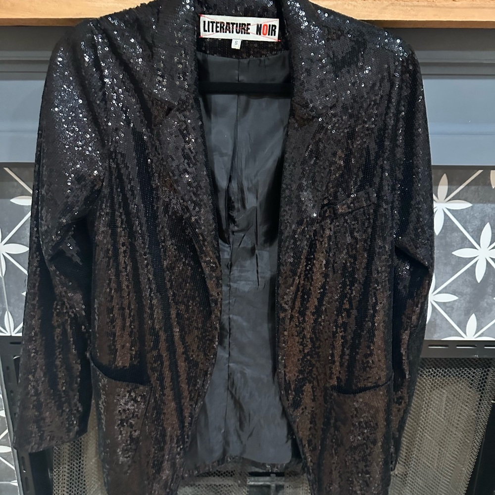 Black Sequin Blazer - Literature Noir